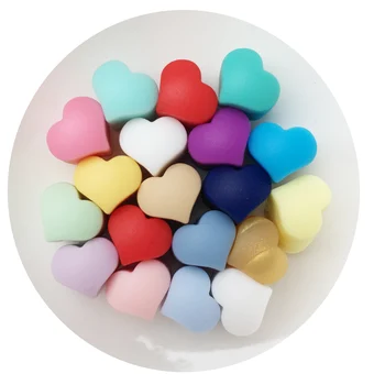 

Silicone Beads heart Shape 100pcs Charm Teether Baby Teething Jewelry Nursing Baby Oral Care For Pacifier Holder Necklace