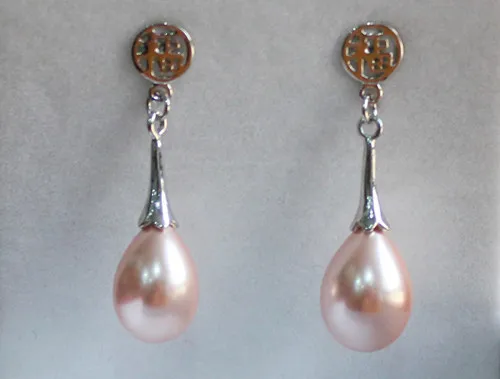 

word Love New Design! 12X16MM Pink Sea Shell Water Drop Beads "good fortune "Drop Earring silver-jewelry real silver-jewelry