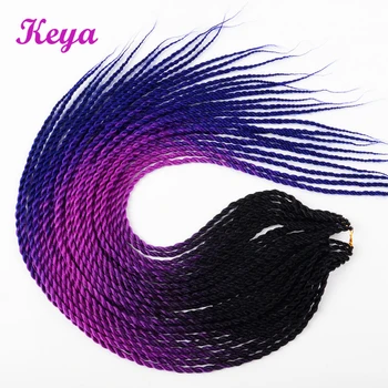 

Ombre Senegalese Twist Crochet Hair Extensions 30 Roots/Piece Crotchet Synthetic Braids 24 inch Blue Braids For Women