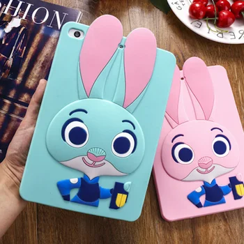 

Tablet Case For New ipad 2017 9.7 inch Cute Cartoon Rabbit Kids Shockproof Silicone Rubber Back Cover For ipad 2018 Case