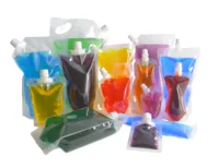 20 pcs Full Transparent Plastic Spout Pouch Juice Pouch,Wine Flask Pouch BPA Free Food Materials Storage Bags  30 ml-500 ml 1