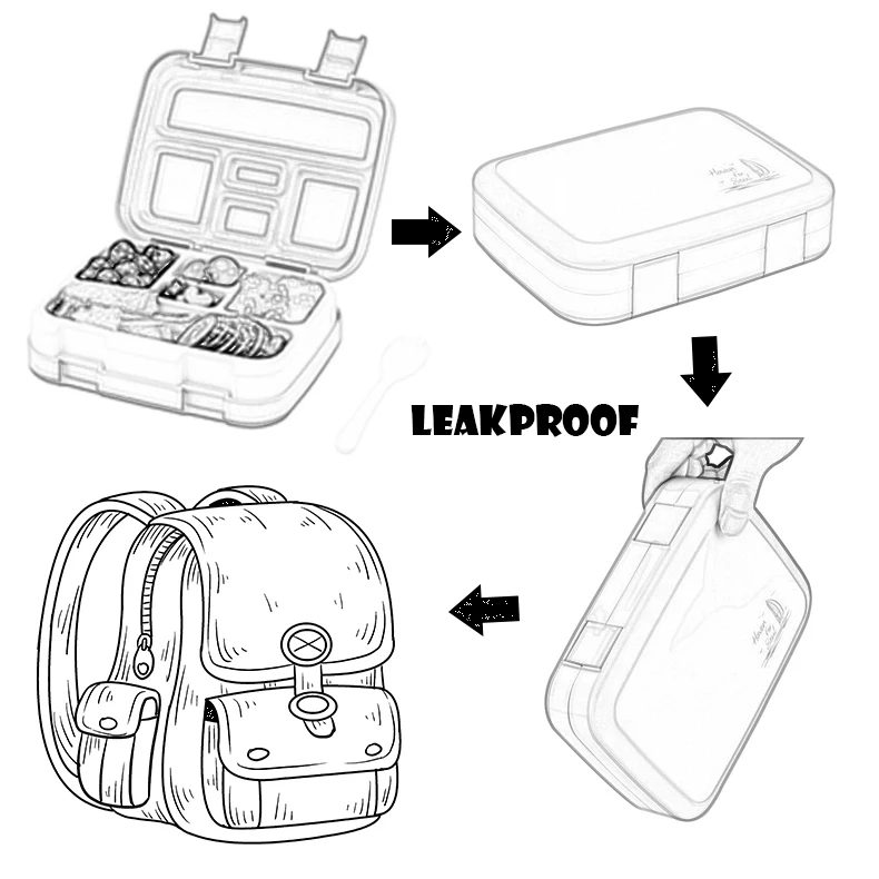 2 или 1 шт., Ланч-бокс для детей, контейнеры для еды, Microwavable Bento Snack box, мультяшная школьная Водонепроницаемая коробка для хранения