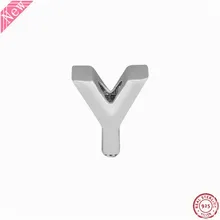 925 пробы серебряная буква Y шарики шарма с тиснением сердца и точек DIY Fit Пандора Подвески для женщин ювелирных изделий LE017-Y