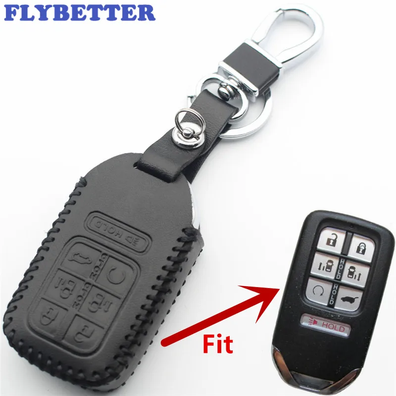 FLYBETTER Genuine Leather 7Button Keyless Entry Smart Key Case Cover For Honda 2018 Odyssey/Elite Car Styling L397 | Автомобили и