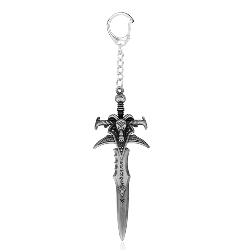 Dongsheng WOW игра World of WarCrafts брелок для ключей король-Лих Frostmourne меч оружие кинжал металлические фигурки брелок для ключей-50 - Цвет: 02 Silver