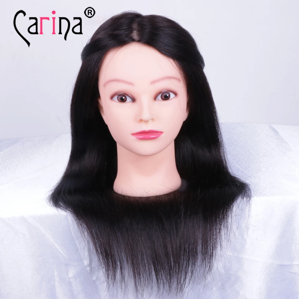 

45cm100% Real Hair Salon Mannequin Head For Hairstyles Training Head Hairdressing With Natural Hair Doll Hairstyles Manikin