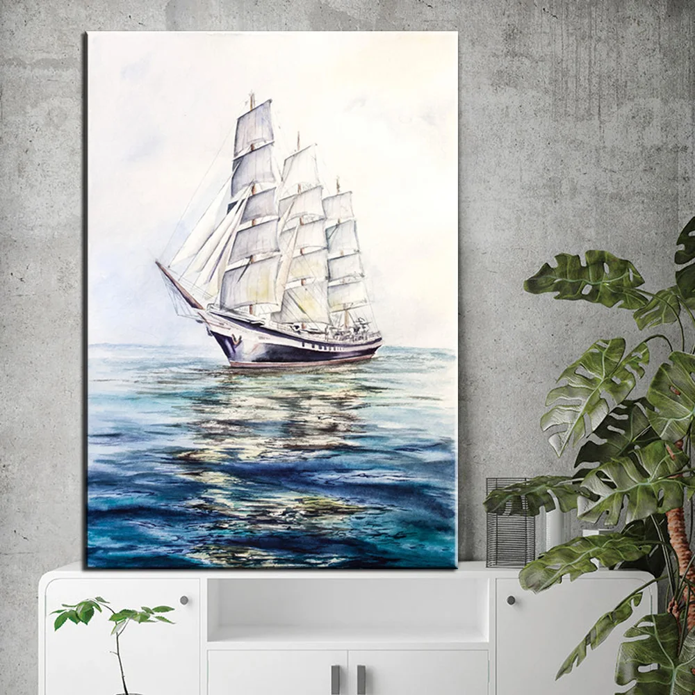 

Scandinavian Ocean Waves Canvas Poster Landscape Nordic Style Wall Art Print Motivational Paintings Decorative Pictures for Room
