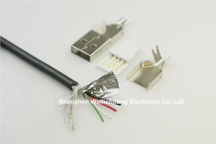 10 pcs DIY USB connector 2.0 A type male plug plus 2 meter USB Rated