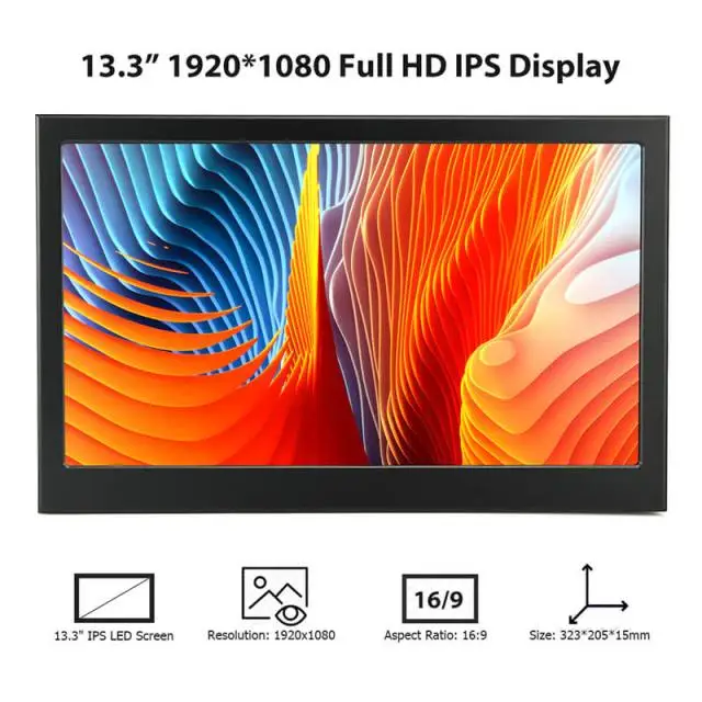13.3 Inch 10 Point Touch HDR Portable Monitor IPS Game Display Screen Mac Mini Ps4 Xbox NS Switch Computer Laptop 1080P HDMI