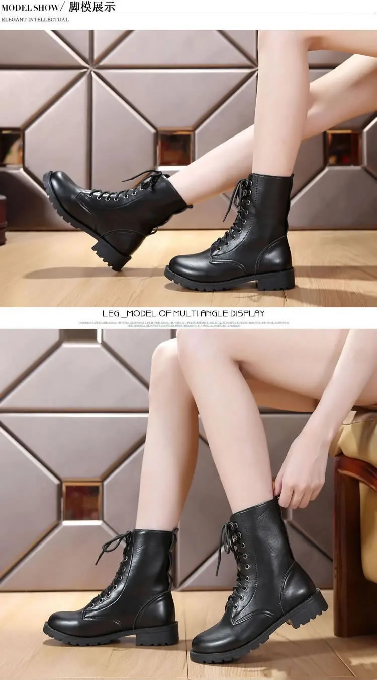 Женские ботинки в британском стиле; популярные мотоботы; зимняя женская обувь Martin; ботильоны в стиле панк; женская обувь; Botas Mujer
