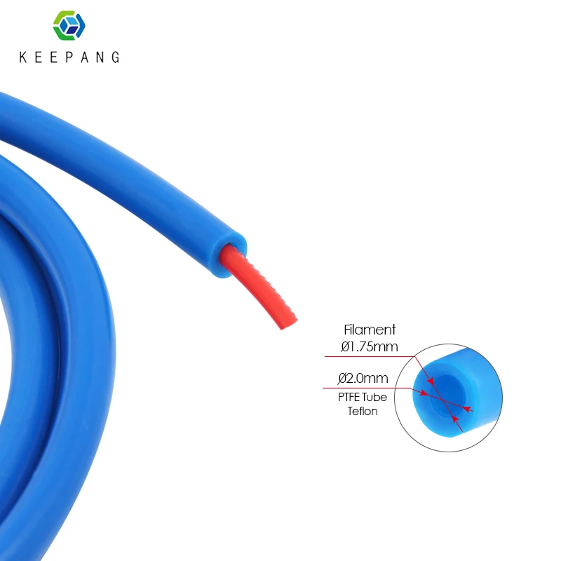 3D Printer PTFE Tube for 1.75mm Filament Extruders 2mm ID 4mm OD Teflon Tubing