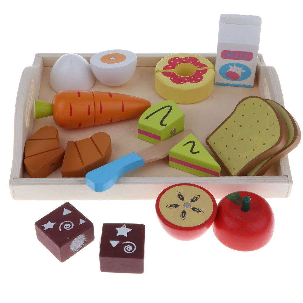 

Wooden Magnetic Fruits Vegetables Food Cutting Kitchen Pretend Play Toys Kids Role Play Children Xmas Gift - 8 Styles