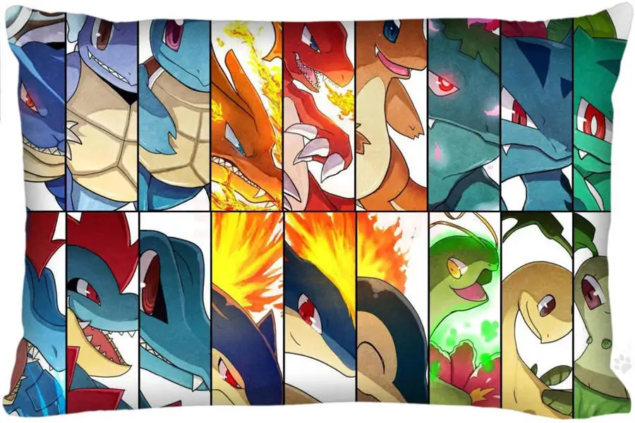 Заказная Прямоугольная подушка Pokemon размер 45x35 см(с одной стороны) Принт по индивидуальному заказу с молнией полиэстер хлопок наволочка больше размера