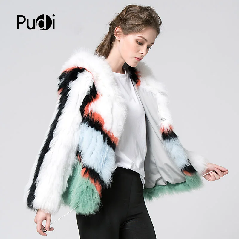 Manteau D'hiver Capuche Renard ourwear Pudi 3 Réel La à Capot 2 Chaud Manteau 1 veste Nouvelle De Ct7029 Tricoté Femmes Fourrure w6aqv6