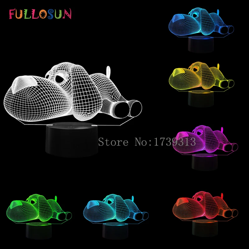 Dog Lamp 3D Night Light Kids Toy LED 3D Touch Table Lamp 7 Colors Flashing LED Light Christmas Decorations for Home