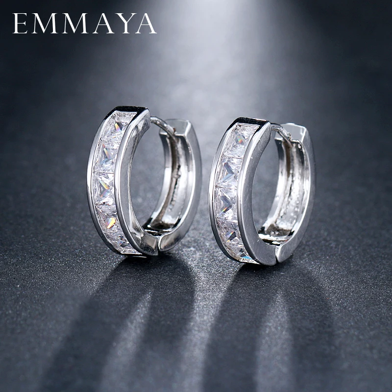 EMMAYA прозрачный CZ модные дешевые серебряные цветные серьги Femme простые серьги-гвоздики для женщин девушек