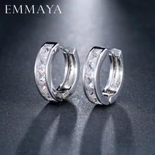 EMMAYA прозрачный CZ модные дешевые серебряные цветные серьги Femme простые серьги-гвоздики для женщин девушек