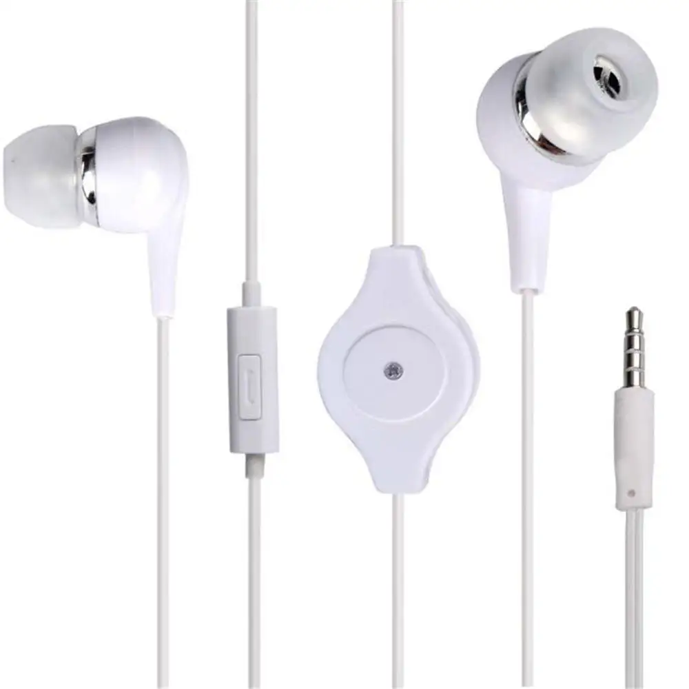 

VOBERRY Fashion 1PC 3.5mm Retractable Storage Super Bass Stereo In-Ear Earphone Sport Headset With microphone for all phone