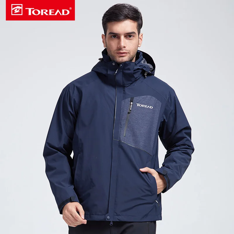 

Toread New Hiking Coat Men Comfortable Thermal Trekking Two-piece Clothes Windbreakers Hooded Anti-static Waterproof Jacket
