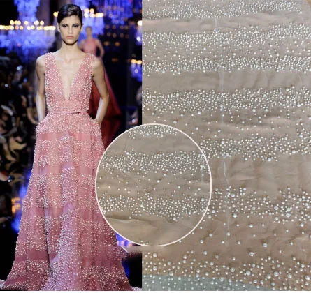 

2017 latest beaded applique lace French swiss Lace Fabric fashion lace For Wedding Party dress Embroidery lace fabric 15 yard
