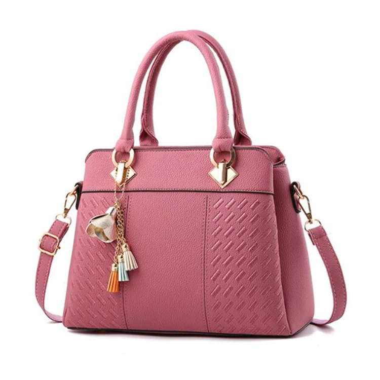 Новые модные женские туфли кожа сумки леди большая сумка для покупок Женская дорожная сумка на плечо Bolsas Femininas - Цвет: Розовый