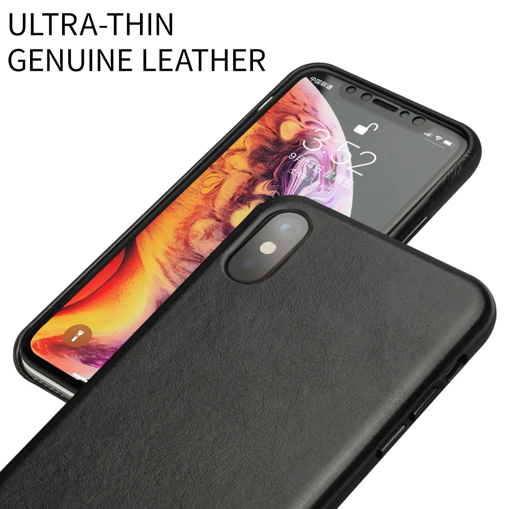 

QIALINO Genuine Leather Half-wrapped Phone Case for Apple iPhone X/XS/XR Luxury Ultra Thin Handmade Back Cover for iPhone XS Max