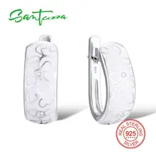 SANTUZZA, серебряные серьги для женщин, подлинные, 925 пробы, серебро, белый цветок, кубический цирконий, brincos, модные ювелирные изделия, эмаль