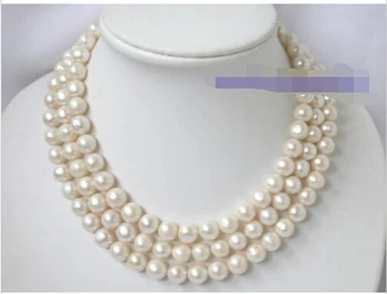 

FREE SHIPPING 00034 round white pearl necklace