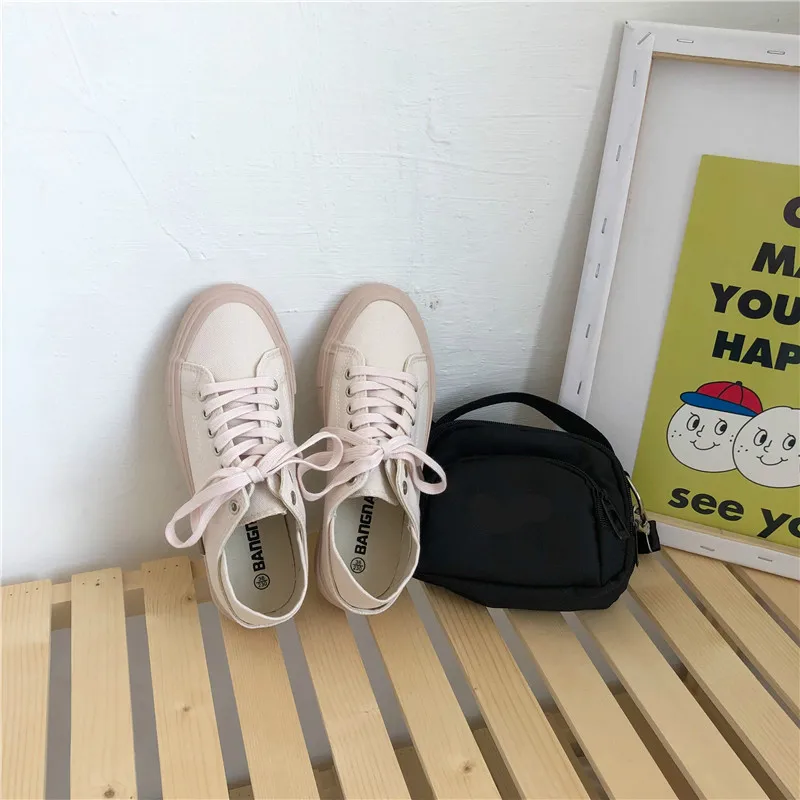 women canvas shoes fluorescent green girls pink sneakers cloth shoe spring autumn solid color lace up low up white trainer 35-40