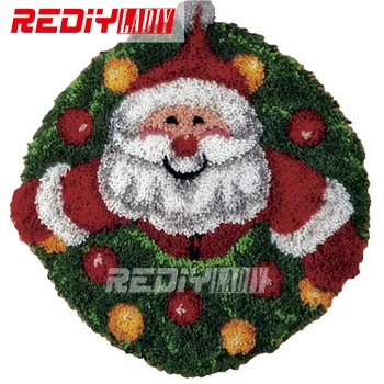 

Hot Latch Hook Rug Kits DIY Needlework Unfinished Crocheting Rug Yarn Cushion Mat Christ Santa Embroidery Carpet Free Shipping