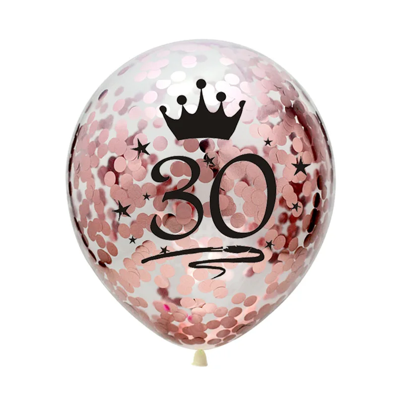 5 шт. конфетти воздушные шары 12 дюймов Латекс Прозрачный День Рождения Надувные Воздушные шары 18 21 30 40 50 юбилей Свадебные украшения - Цвет: Rosegold Confetti 30