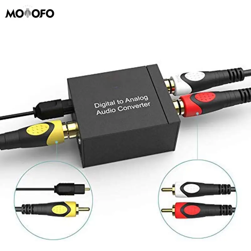 

Digital Optical Coax to Analog RCA Audio Converter and 3.5mm (Headphone) Outpouts, 24-bit DAC