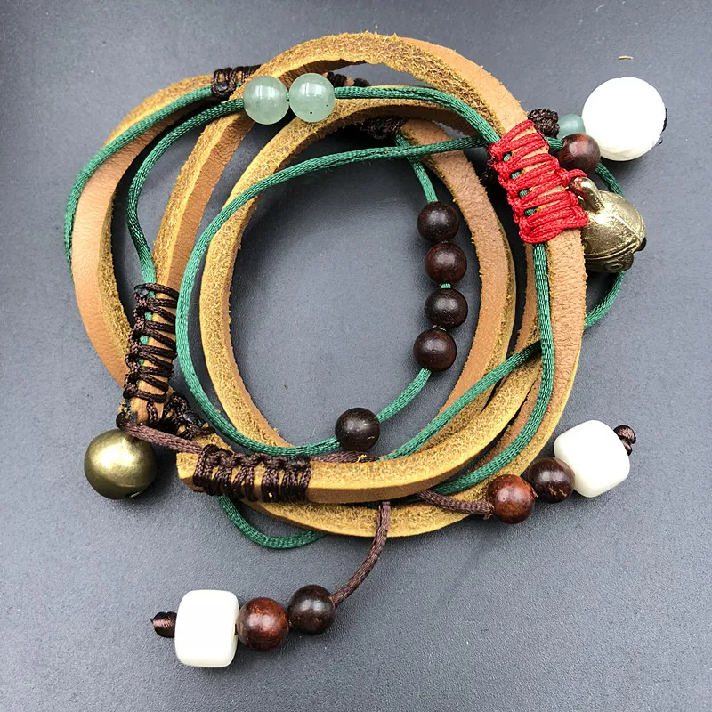 Yanting Ethinc Bracelet Charms Carved Lotus Bodhi Beads Natural Stone Bell Tibetan Bracelet Femme Vintage Wrap Bracelets Women 015 (7)