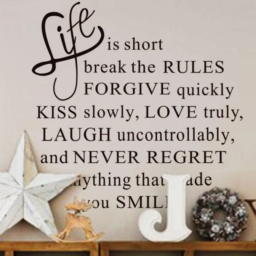 LIFE IS SHORT LOVE QUOTE wall art sticker vinyl decal home room decor Remonable in Wall Stickers from Home & Garden on Aliexpress