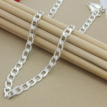 Men 8MM Hip Hop Chain Necklaces 925 Sterling Silver Jewelry AAA Quality Statement Necklace For Male 16-18-20-24 Inches
