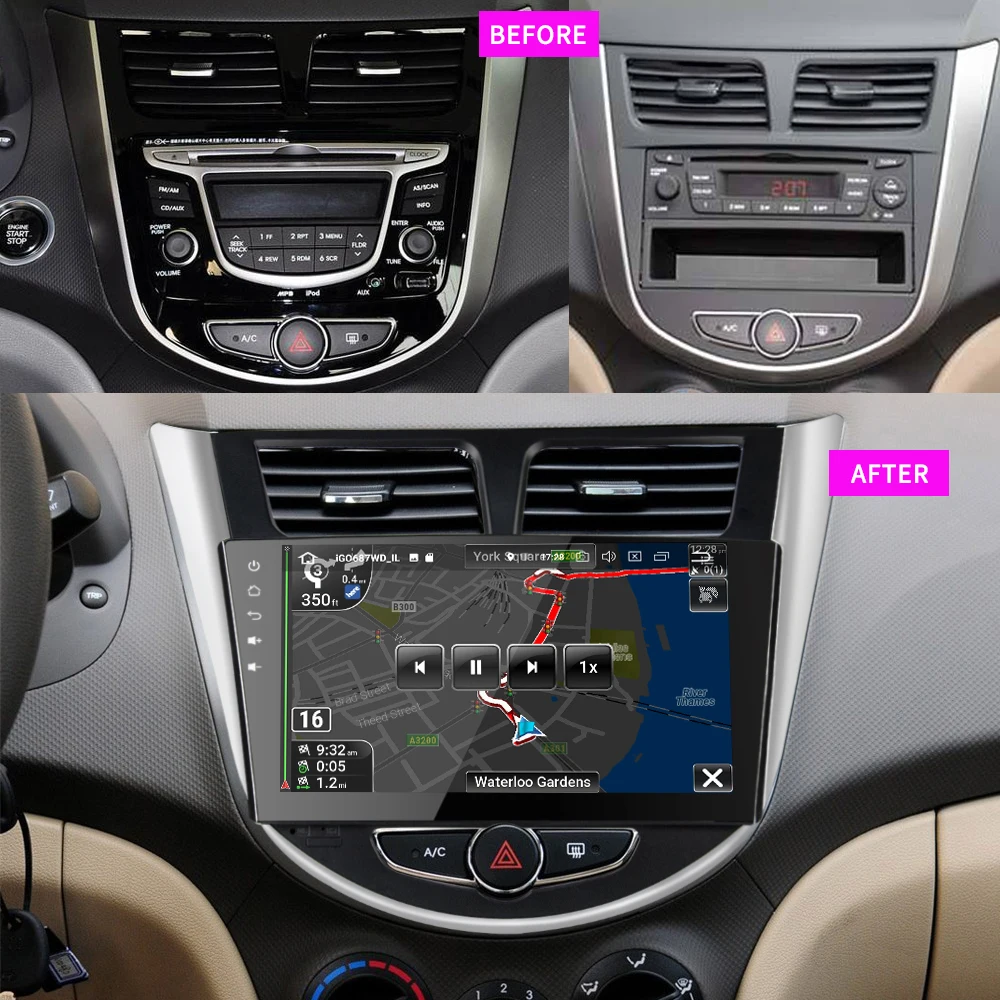 Clearance EKIY 9" IPS 2 Din Android 9.0 Car Multimedia Player Automotivo Radio For Hyundai Solaris Verna Accent Sedan 4G 32G Octa Core OBD 1