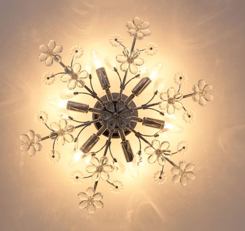 

modern simple flowered ceiling lights creative romantic LED crystal lamps for living room bedroom dinning lamp fixture decor E27