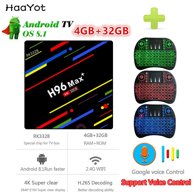 Смарт-ТВ-приставка HAAYOT H96 Max + Android 9 0 4G 32G поддержка голосового управления RK3328 4K 1080P