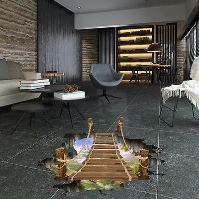 3D Wall Floor Sticker Removable Drawbridge Designed Decals Art Livingroom Decor 