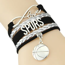 Бесконечность любви Шпоры Браслет спортивная команда Баскетбол Шарм Веревка кожаные браслеты и браслеты для мужчин и женщин jewelry Прямая