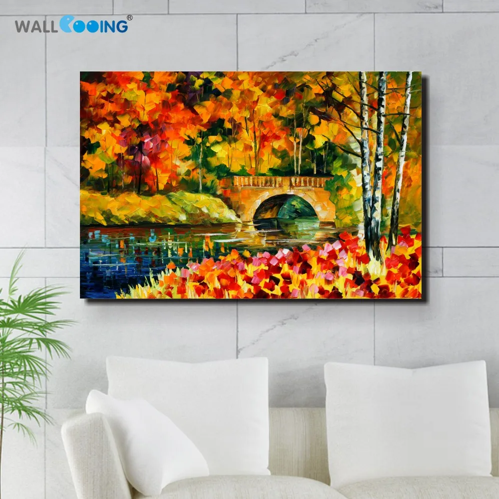 

100% hand-painted landscape oil painting cities classic canvas forest Bridge paintings abstract cafe decor quadros pictures