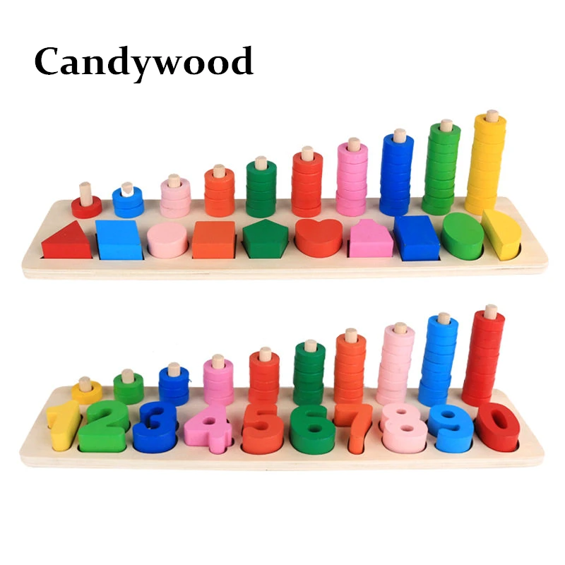 

Candywood Kids Wooden abacus Shape/Digital Logarithmic Plate Toys Math toy Rainbow Bead Montessori Educational Toys gift