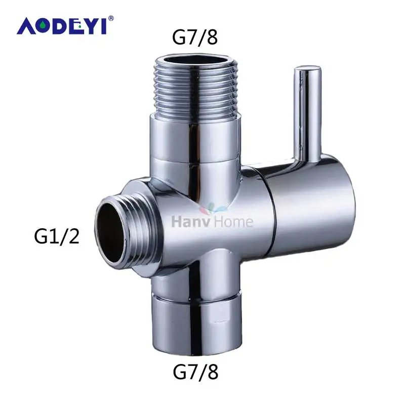 AODEYI стандарт США G 7/8 ''& G 1/2'' медный хромированный душ сепаратор воды переключающий клапан сердечник t-адаптер для биде опрыскиватель струи