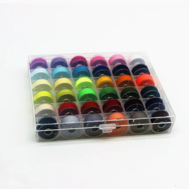 36 Pcs Coloful Sewing Thread 36 Grid Clear Plastic Machine Bobbins