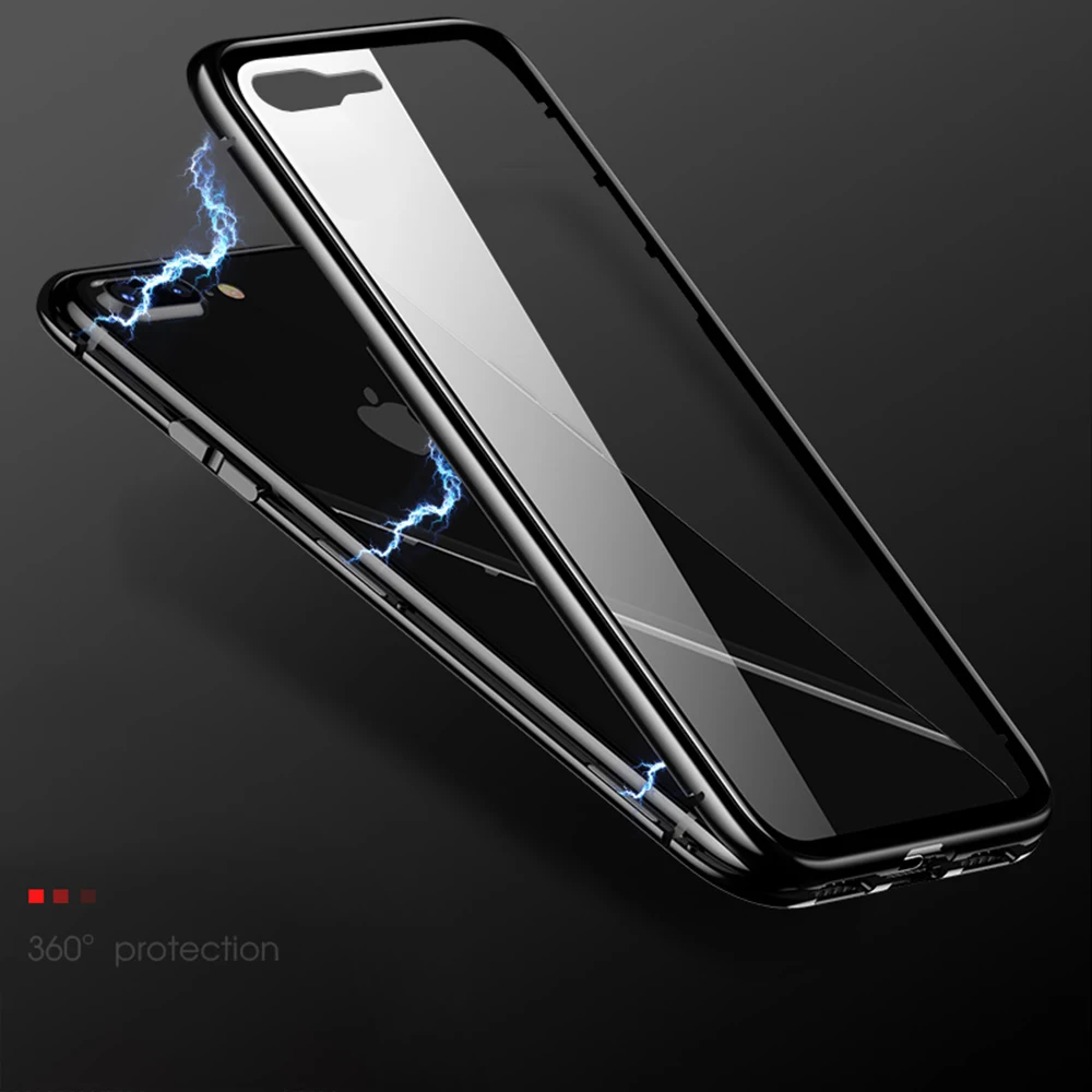 Магнитный Адсорбция 360 Полное покрытие чехол для iPhone XS Max XR X 7 6 6S 8 Plus с передним