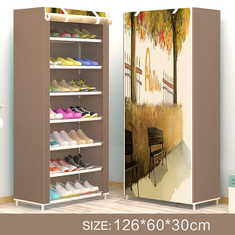 

Shoe rack modern style Elk delicate print Deformable Multi Layer Nonwovens Easy Assemble Shelf Shoe cabinet for Doorway