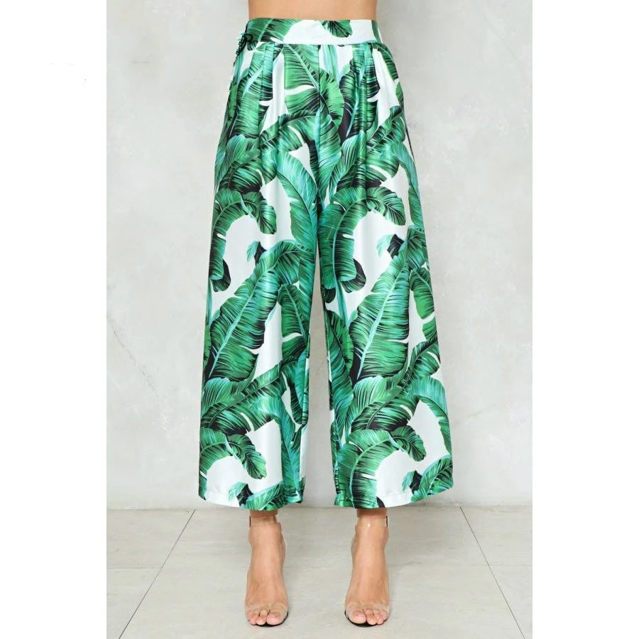 leaf print pants