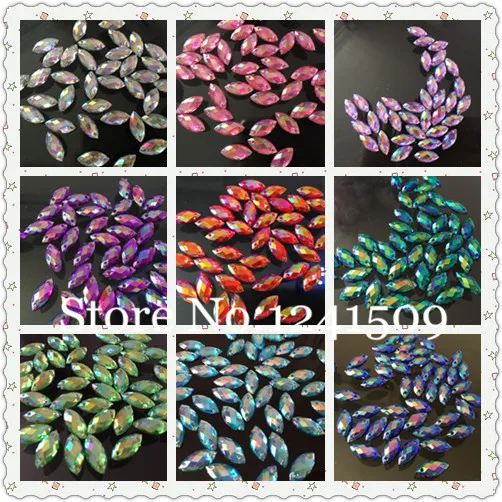 50Pcs/100Pcs/200Pcs Marquise Acrylic Rhinestones 15*7mm Sew Garment Hairwear Hat Dance Costumes Bag Shoes Jewelry Toy Accessory | Дом и сад