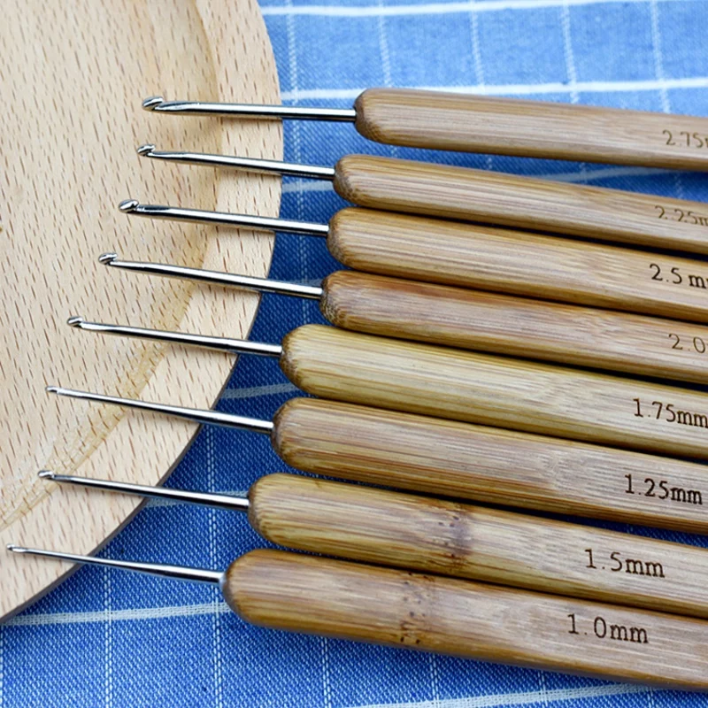 20 шт бамбуковый вязальный крючок иглы вязанные плетения пряжа для рукоделия Вязание швейные инструменты бамбуковый вязальный крючок набор с чехлом