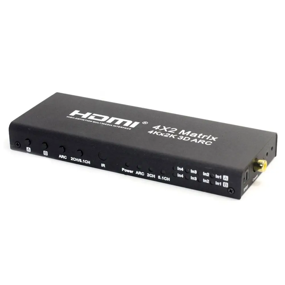 

TTKK 4 x 2 HDMI Matrix Switch, HD True 4K x 2K 3D HDMI Matrix Switcher/Splitter, with SPDIF & L/R 3.5mm HDMI Audio Extrac